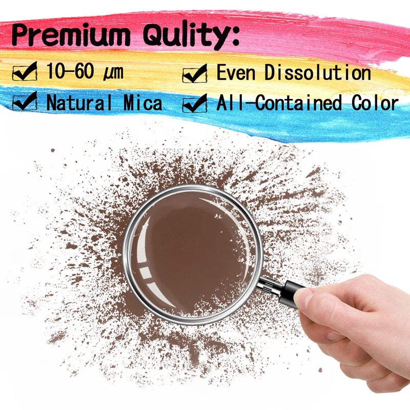 LightStone Mica Powder - 60g Mica Powder for Epoxy Resin - Pearl Pigment Powder Dye for Resin/Eye Shadow/Soap Making/Nails/Bath Bombs etc. (Brown) - Image 2